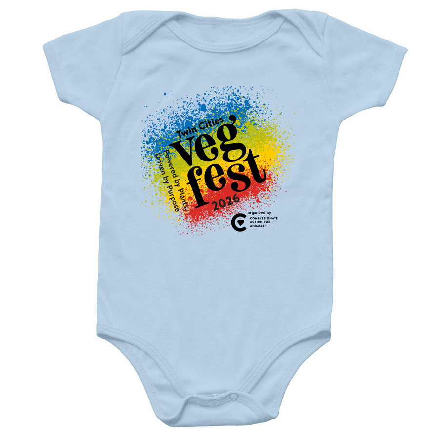 Twin Cities Veg Fest 2026 ? baby onesies, a Light Blue Infant Onesie