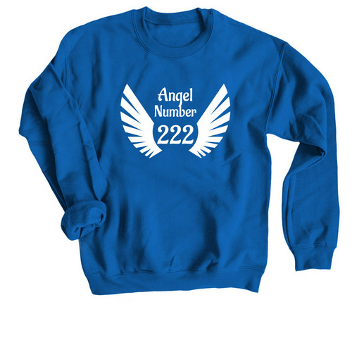 Angel Number 222, a Royal Blue Crewneck Sweatshirt