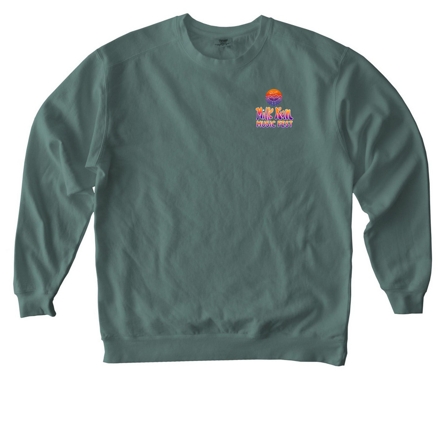 Milk Run Music Fest 2026 Merch, a Blue Spruce Comfort Colors Crewneck Sweatshirt