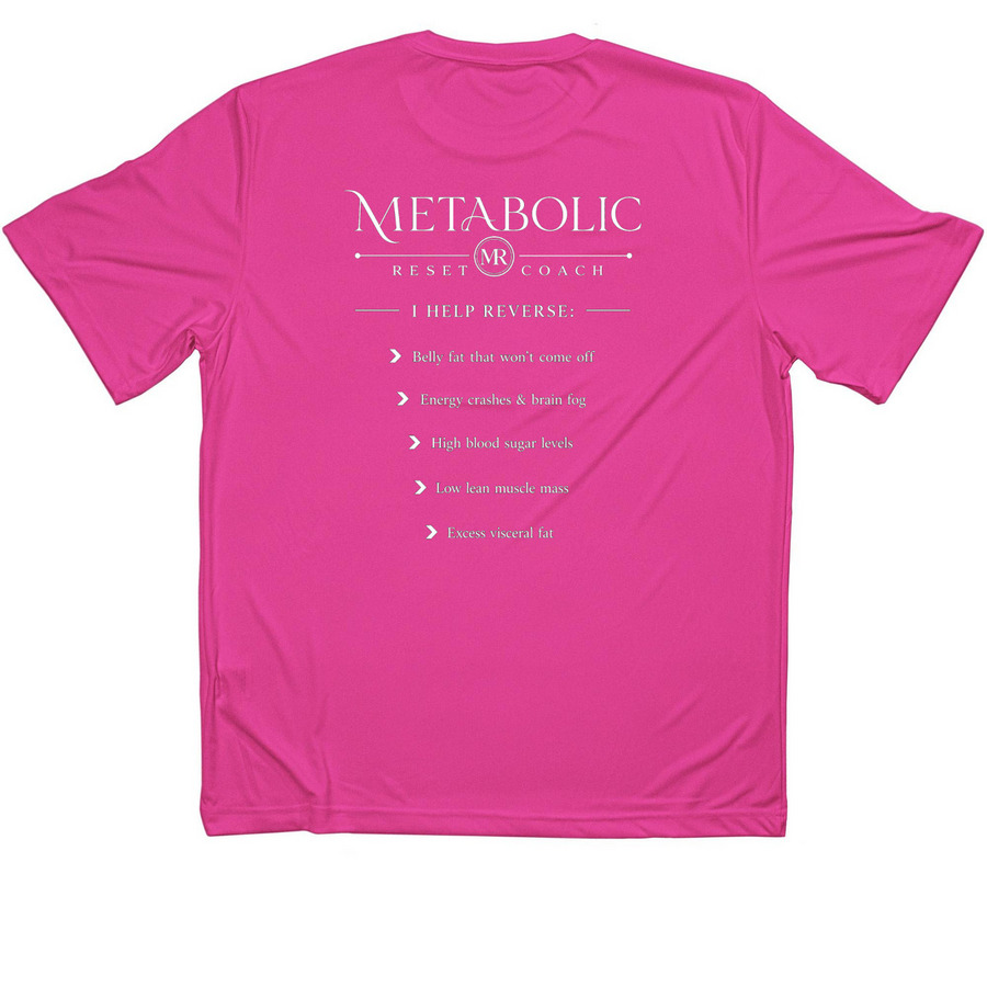 Hot Pink MR performance shirt &nbsp;, a Neon Pink Classic Performance Tee (back-view)