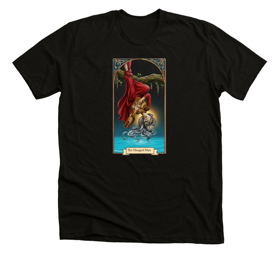 Tarot Card No. 12, a Solid Black Blend Premium Unisex Tee