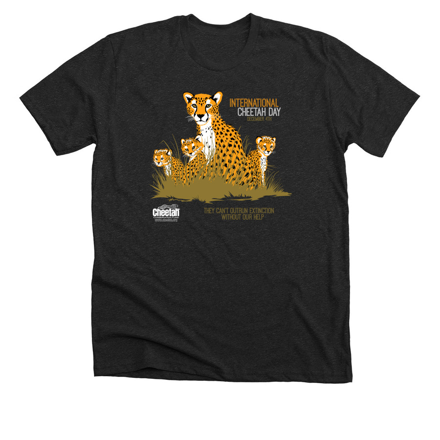 International Cheetah Day, a Dark Grey Heather Premium Unisex Tee