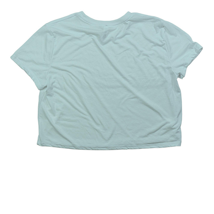 Pink Poodle Club, a Dusty Blue Women?s Flowy Cropped Tee (back-view)