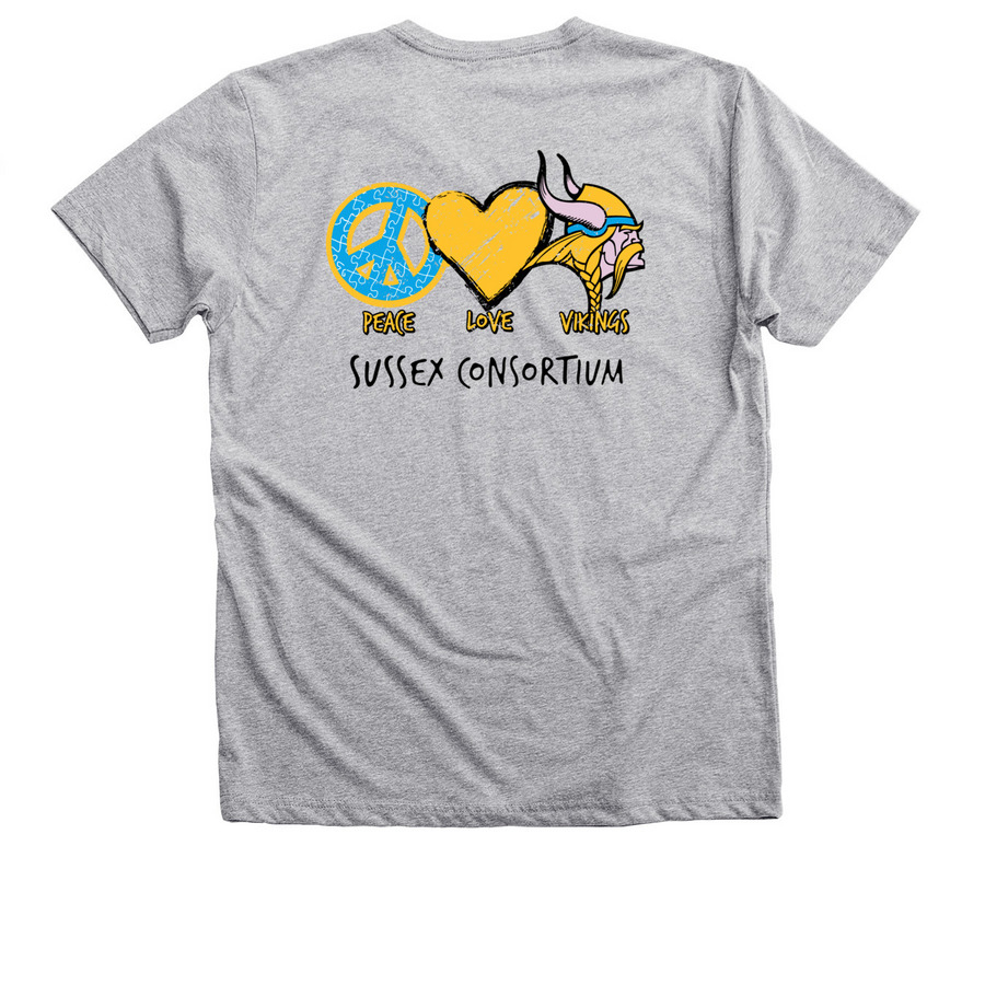 SC-Autism Awareness, a Athletic Heather Premium V-Neck Tee (back-view)