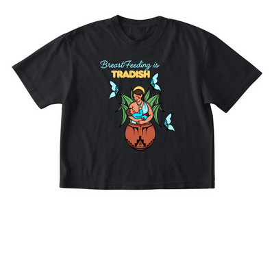 Breast Feeding is Tradish, a Black Comfort Colors Boxy Tee