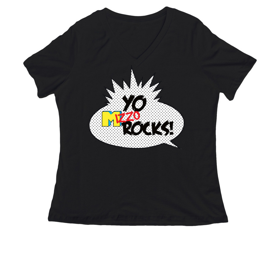 Vintage Patch, a Black Women's Relaxed V-Neck Tee