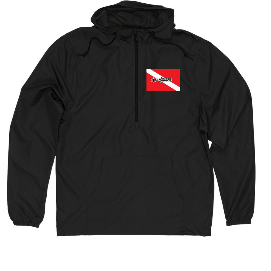 GW Shark attack, a Black Quarter-Zip Windbreaker