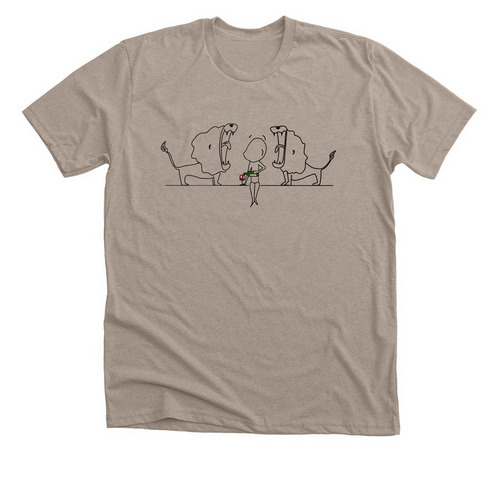 Lions Roaring T-Shirt, a Heather Stone Premium Unisex Tee