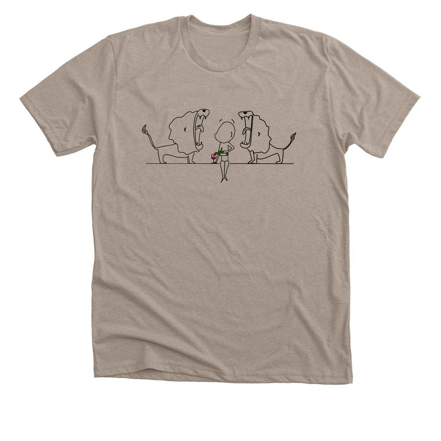 Lions Roaring T-Shirt, a Heather Stone Premium Unisex Tee