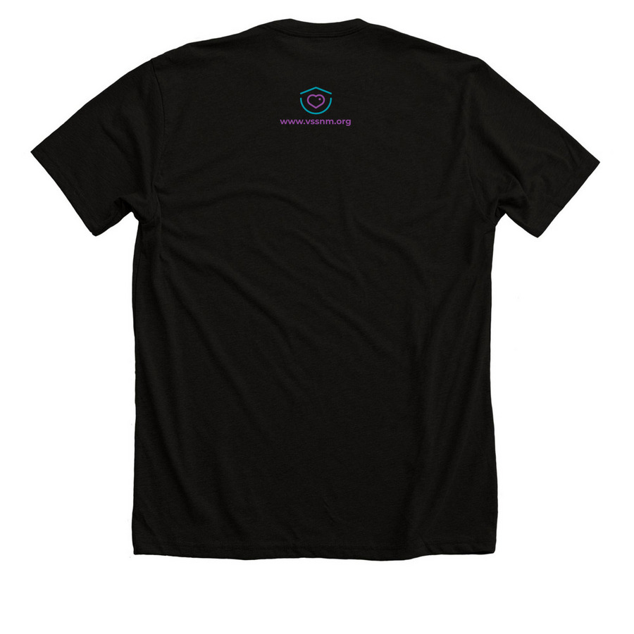 Hear Her (dark apparel colors), a Solid Black Blend Premium Unisex Tee (back-view)