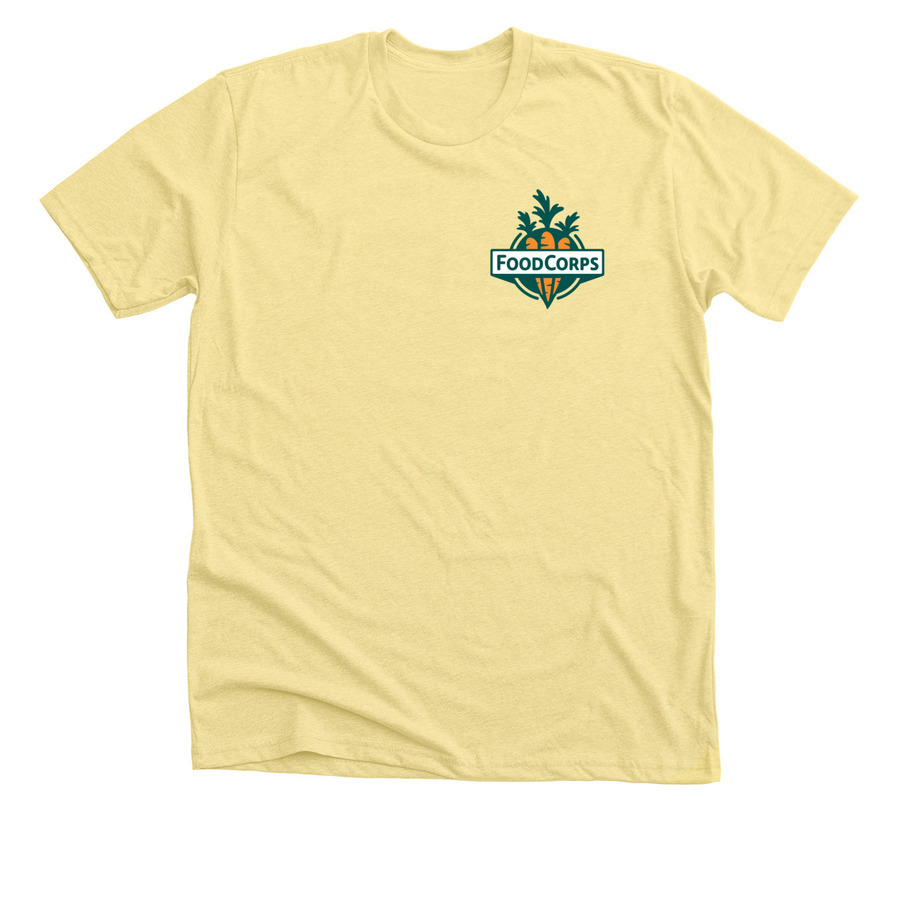 FoodCorps Apparel, a Heather Yellow Gold Premium Unisex Tee