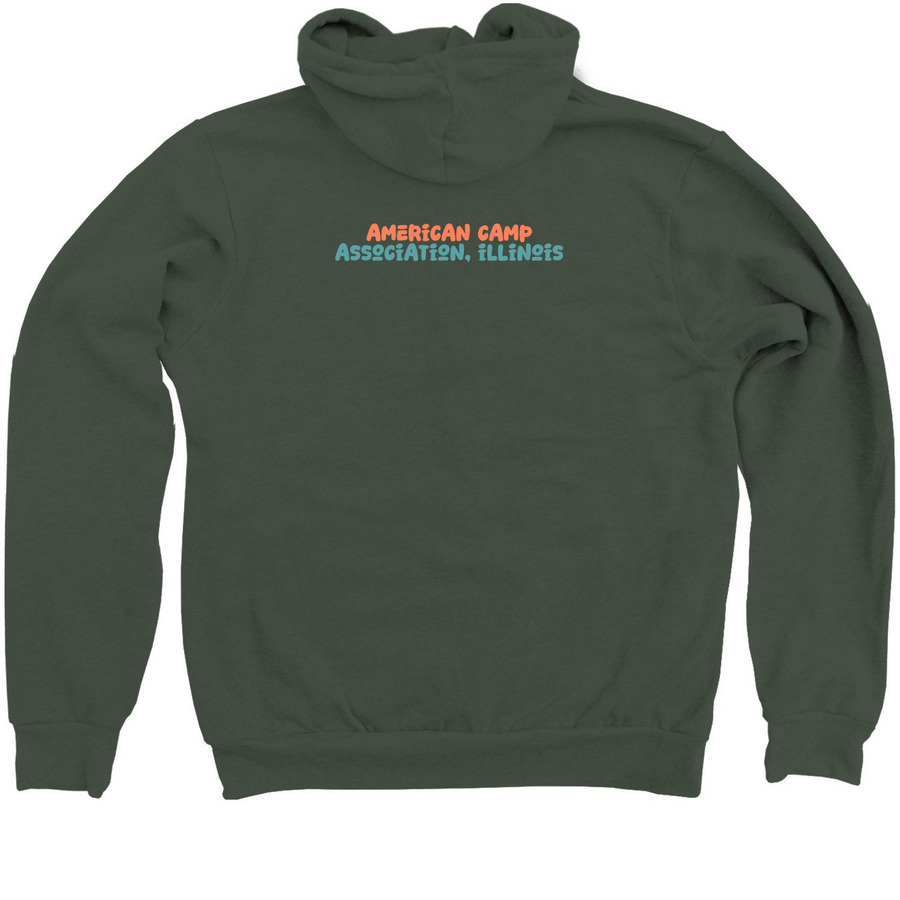 Ask Me About Summer Camp - Muted Pocket, a Military Green Zip Up Hoodie (back-view)