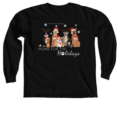 Home for the Holidays, a Black Comfort Colors Long Sleeve Tee