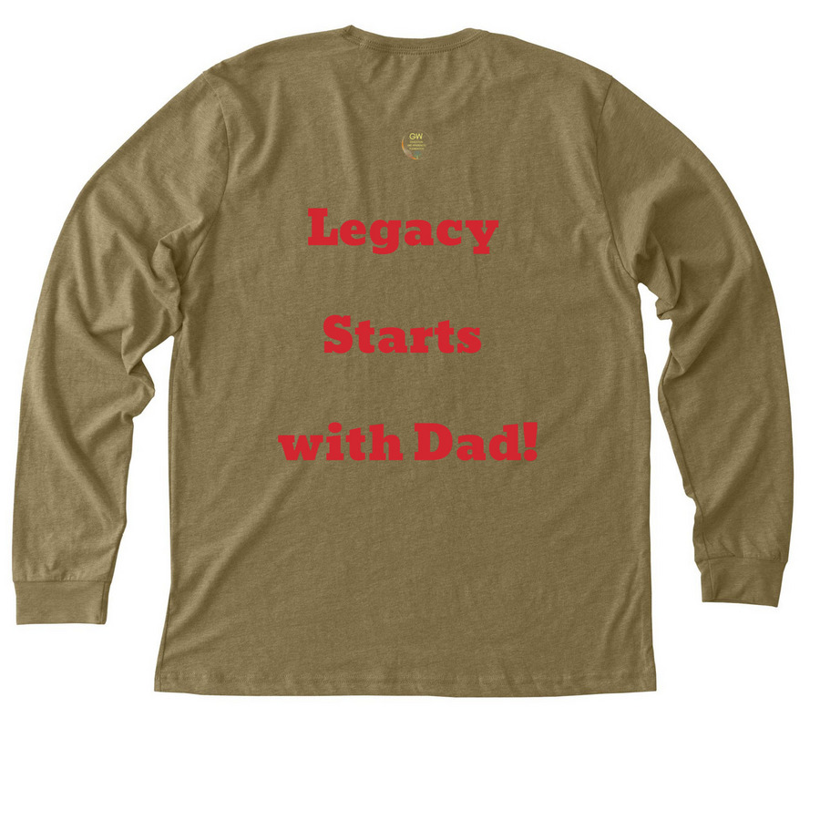 Dad Mode: Legendary, a Heather Olive Premium Long Sleeve Tee (back-view)