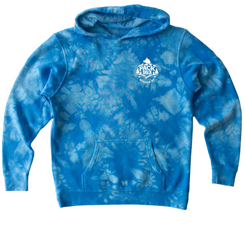 Pack 163 Oath & Law, a Aqua Blue Youth Tie Dye Pullover Hoodie