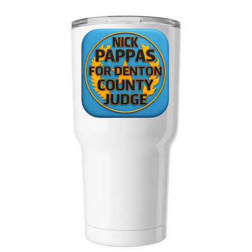 Pappas For Denton campaign tumbler, a White Insulated Tumbler