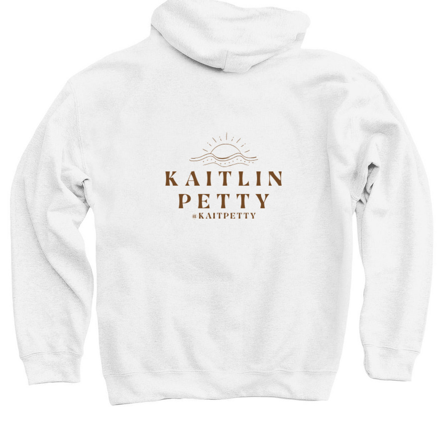 Kaitlin Petty - Sunrise Sunset Merch, a White Pullover Hoodie (back-view)