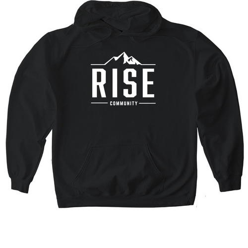 RISE PEAK HOODIE, a Black Gildan Softstyle Pullover Hoodie