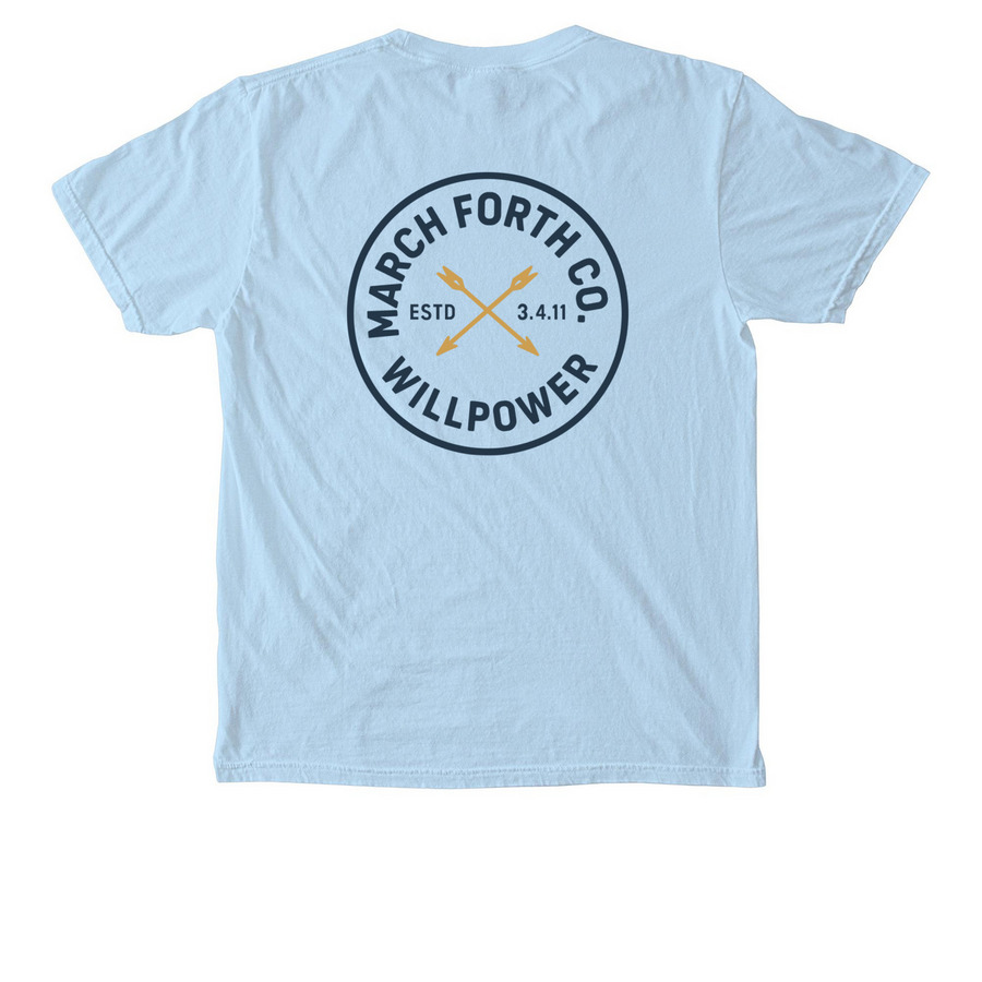 Faith in Motion: The March Forth Campaign, a Chambray Comfort Colors Pocket Tee (back-view)