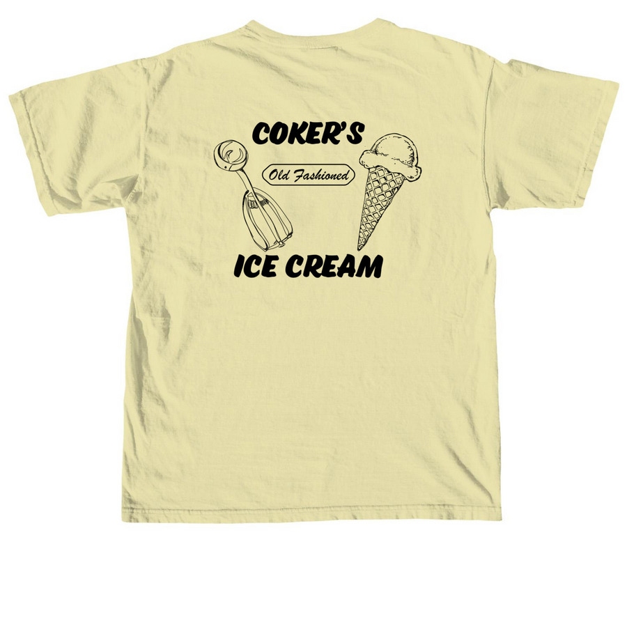 Coker's Old Fashioned Ice Cream, a Butter Comfort Colors Unisex Tee (back-view)