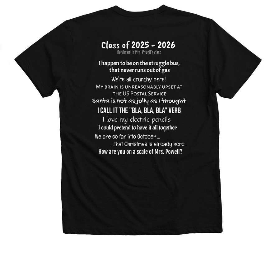 Class of 2025-2026, a Solid Black Blend Premium V-Neck Tee (back-view)