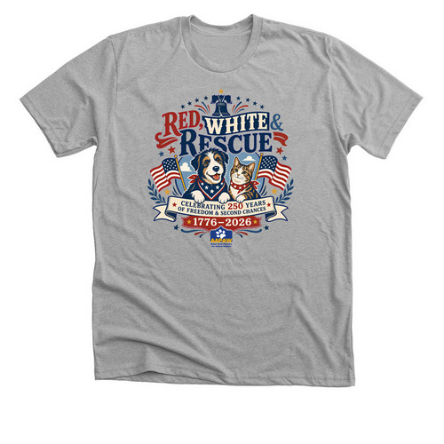 Red, White and Rescue, a Athletic Heather Premium Unisex Tee