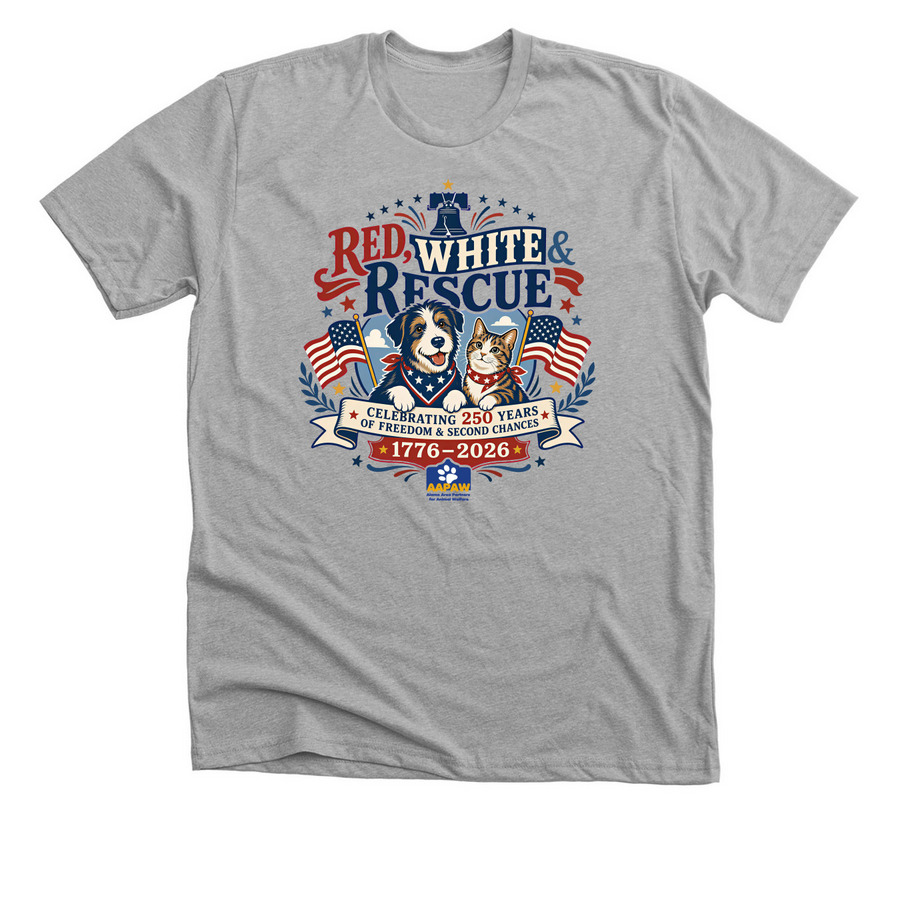 Red, White and Rescue, a Athletic Heather Premium Unisex Tee