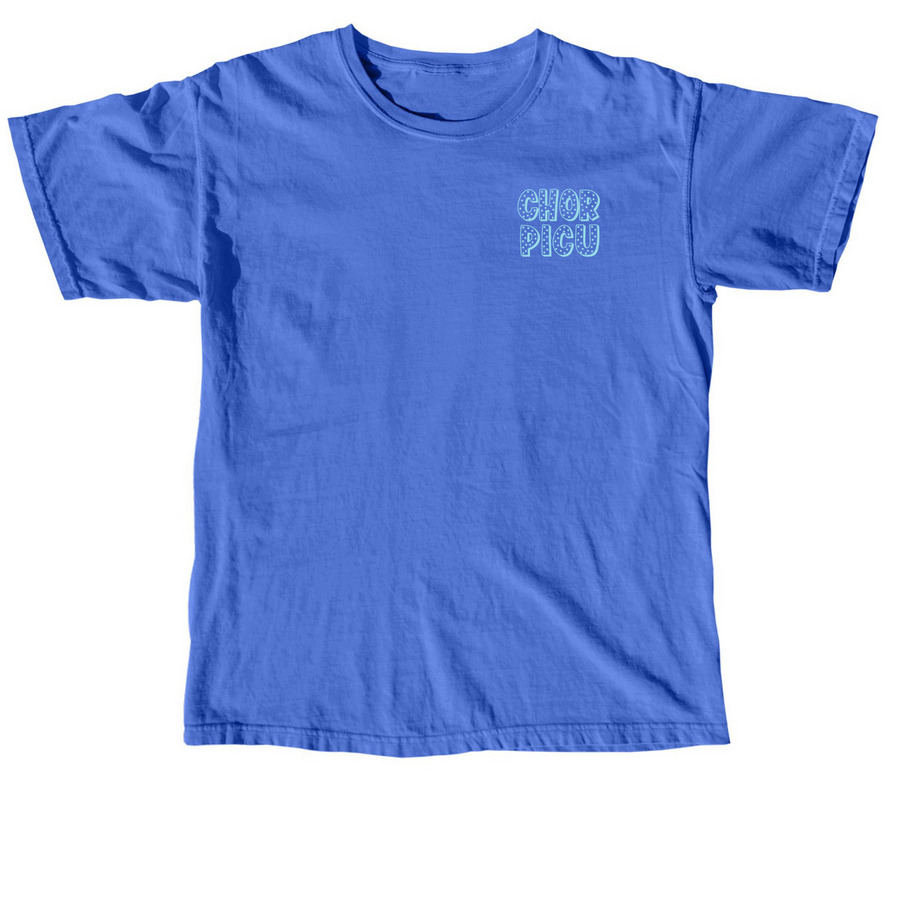 here to PICU up, a Flo Blue Comfort Colors Unisex Tee