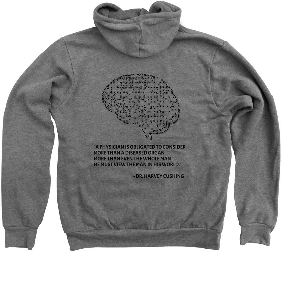 Brain Black Print, a Deep Heather Zip Up Hoodie (back-view)