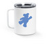 Travel Mug, a White Stainless Steel Travel Mug (back-view)