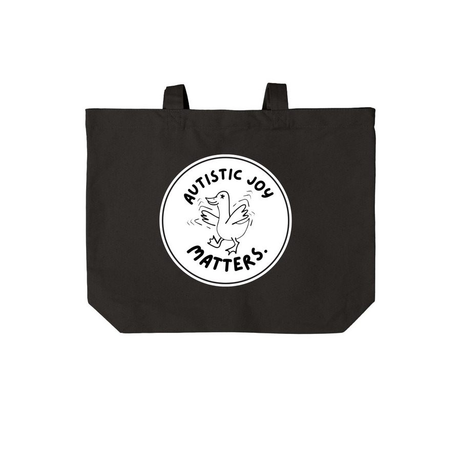 Autistic joy matters TOTE Bag, a Deep Black Cotton Canvas Tote Bag