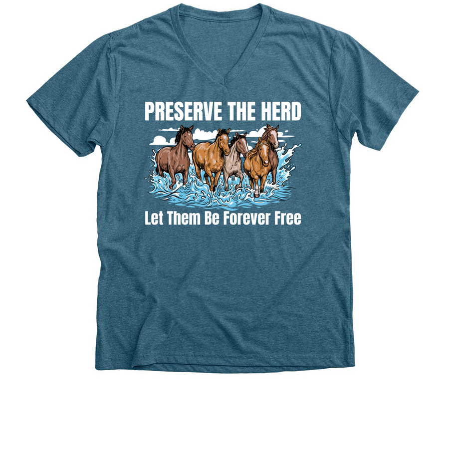 Preserve The Herd, a Heather Deep Teal Premium V-Neck Tee