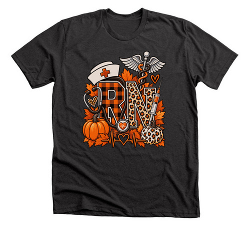 R N, a Dark Grey Heather Premium Unisex Tee