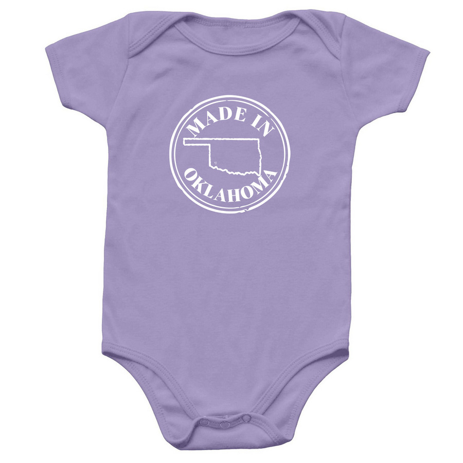 Made in Oklahoma Baby Bodysuit, a Lavender Infant Onesie