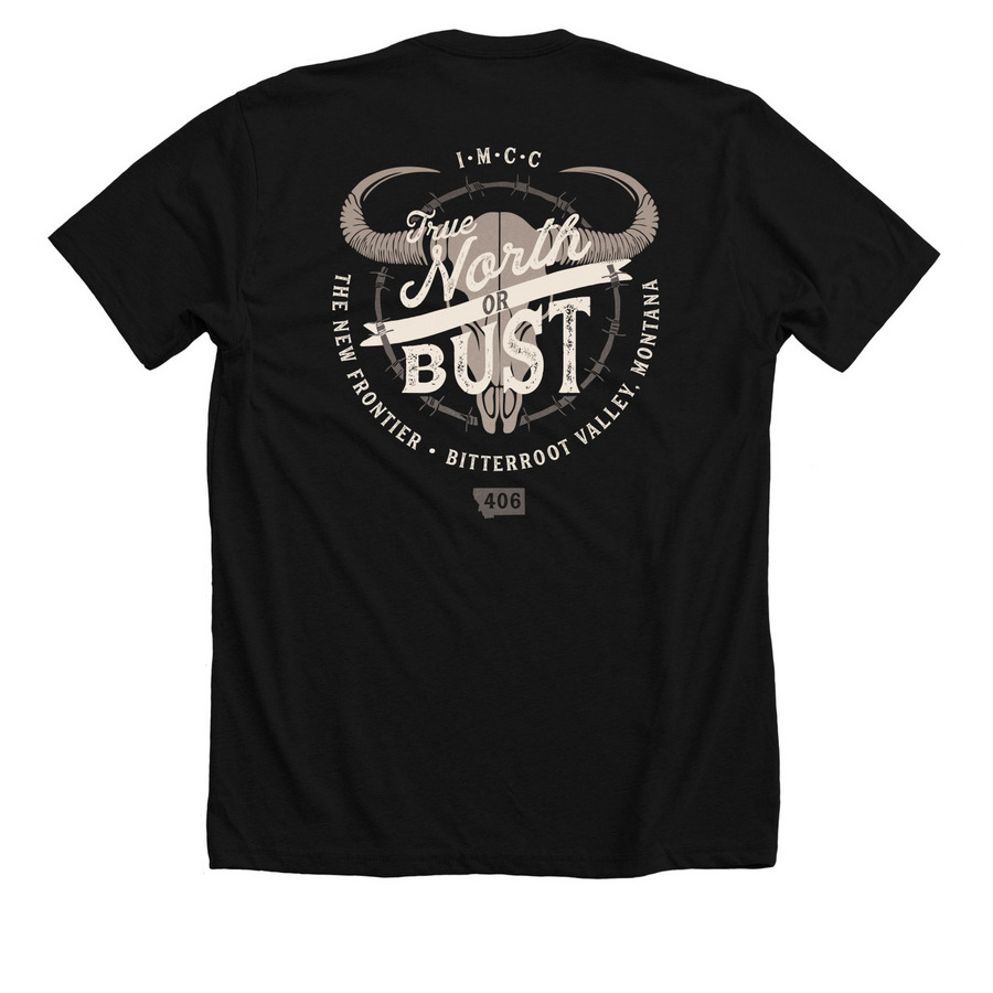 True North or Bust - Other Apparel, a Solid Black Blend Premium Unisex Tee (back-view)
