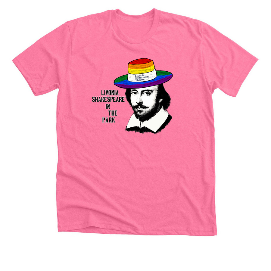 Billy Shakes is PROUD of community theatre!, a Neon Pink Premium Unisex Tee