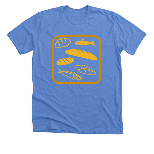 Fishes and Loaves, a Heather Columbia Blue Premium Unisex Tee