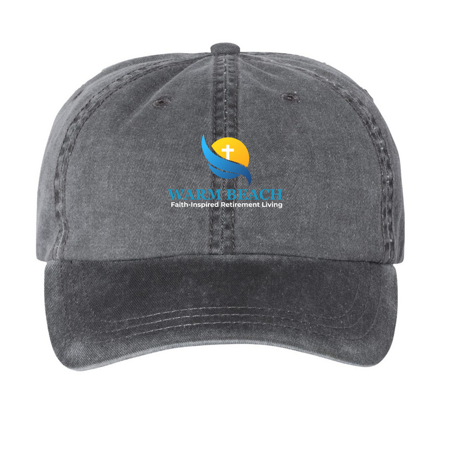 Warm Beach Baseball Cap, a Black Printed Pigment Dye Baseball Cap