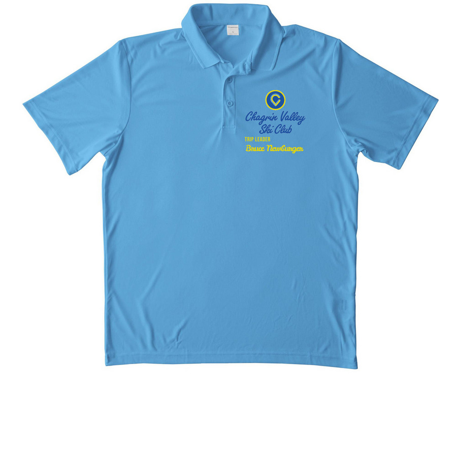 CVSC logo w/ name - Bruce Newburger, a Carolina Blue Unisex Performance Polo