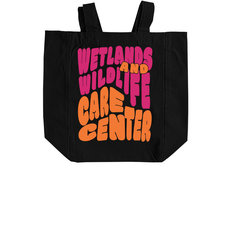 Strawbango Groovy Tote Bag, a Black Recycled Cotton Tote Bag (back-view)