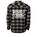Retro Lettering White Ink Back Print&nbsp;, a Olive/ Black Unisex Flannel Shirt (back-view)