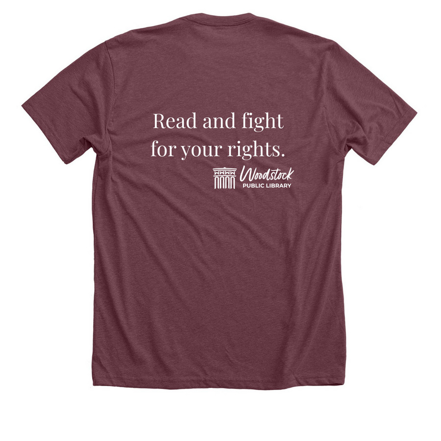 The Horrors Persist, a Heather Maroon Premium Unisex Tee (back-view)