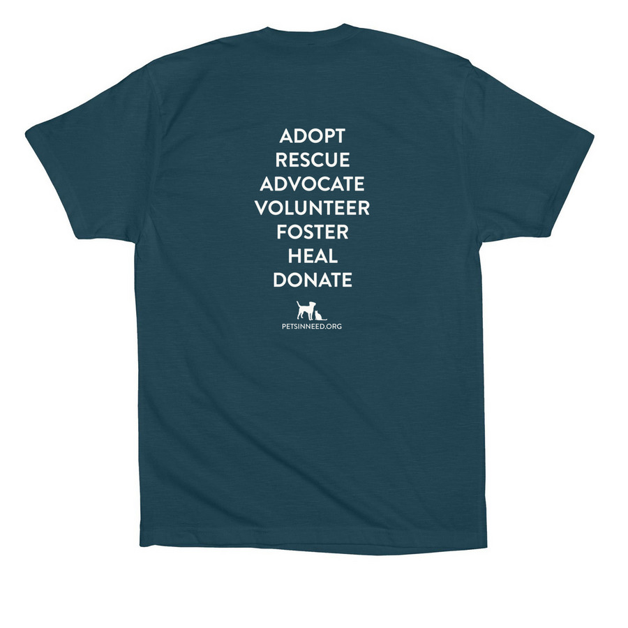 Pets In Need ? General ? Core Collection II, a Deep Teal Premium Cotton Tee (back-view)
