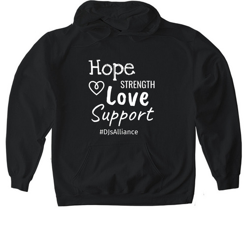 Hope, Strength, Love, Support, a Black Gildan Softstyle Pullover Hoodie