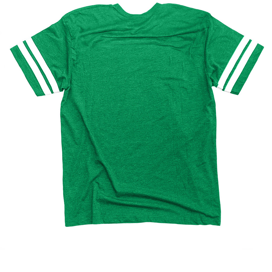 Men's/Unisex Football Jersey Tee, a Vintage Green / White Football Jersey Tee (back-view)