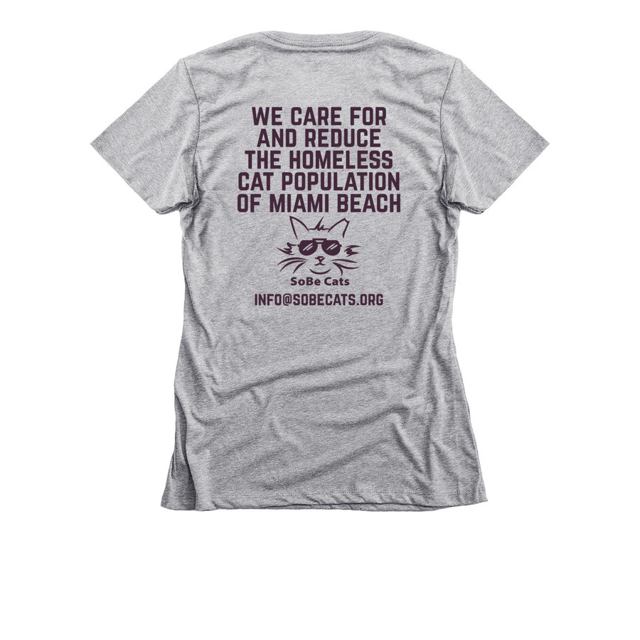 SoBe Cats, a Dark Heather Grey Women's Slim Fit Tee (back-view)