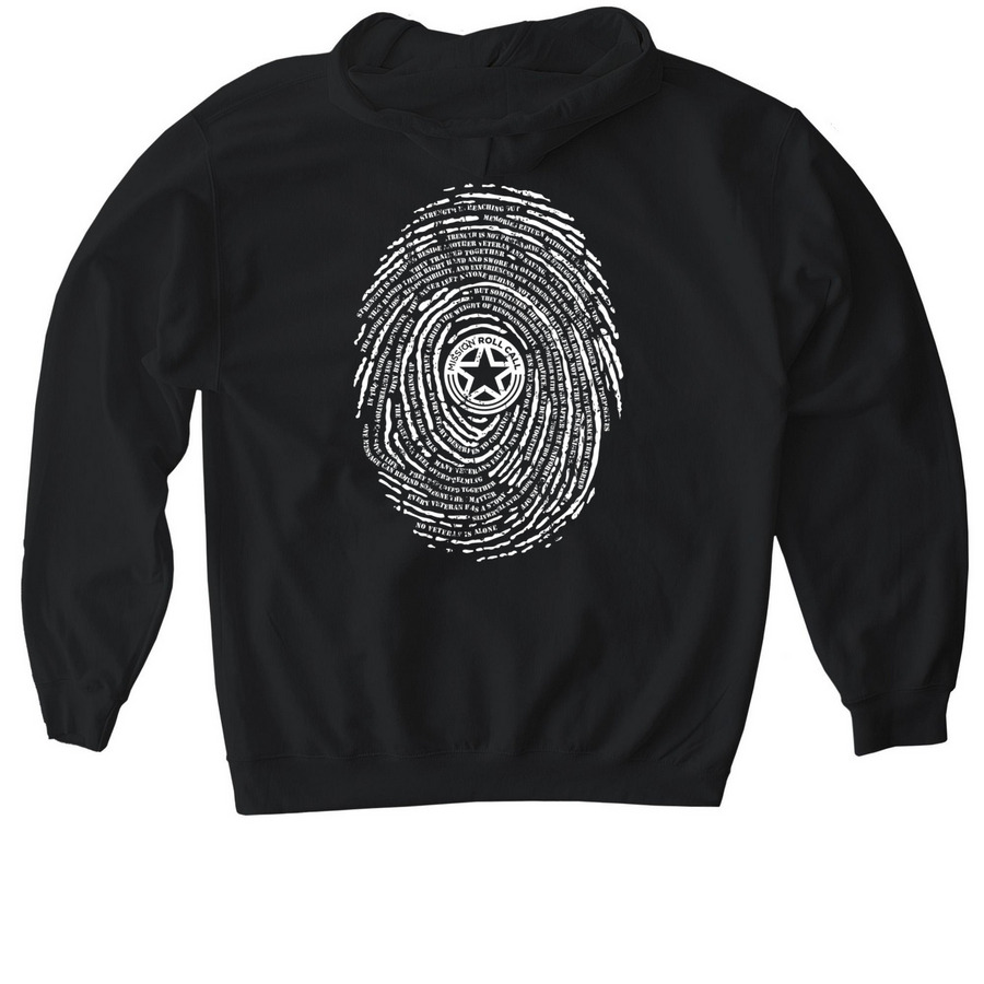Mission Roll Call (Still Here), a Black Gildan Softstyle Pullover Hoodie (back-view)