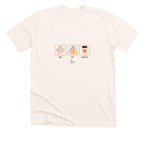 Puppies, Plaid, Pumpkin Spice, a Heather Natural Premium Unisex Tee