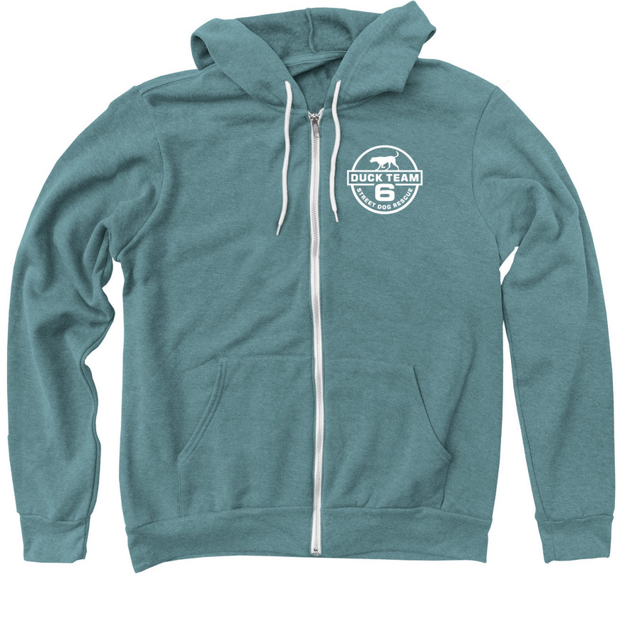 Duck Team 6 Street Dog Rescue, a Heather Deep Teal Zip Up Hoodie