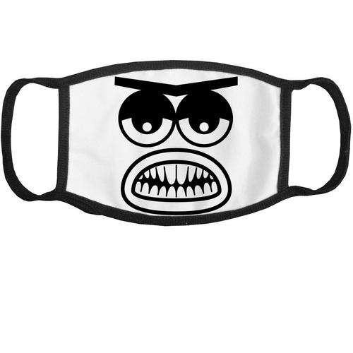 Tired of C19, a White and Black Cotton Face Mask